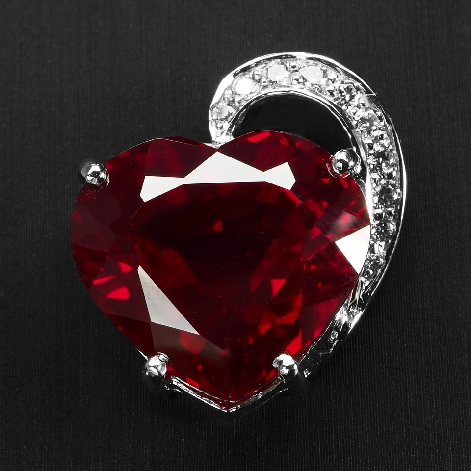 Ciondoli in oro bianco argento sterling 925 cuore tormalina rubellite rossa... - Immagine 1 di 4