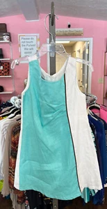 NWT Malley Too Linen White & Blue Sleeveless Dress Size:4 - Picture 1 of 2