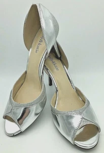 Kelly & Katie Sz 8 Women's Heels Silver Sparkle Metallic Party Cocktail Wedding - Picture 1 of 12