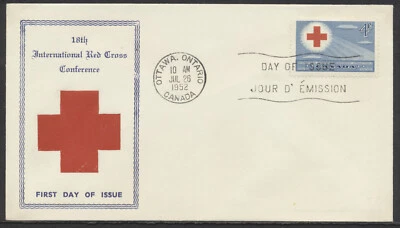 1952 #317 Cruz Roja FDC inusual Cachet Ottawa Foto 1 de 2