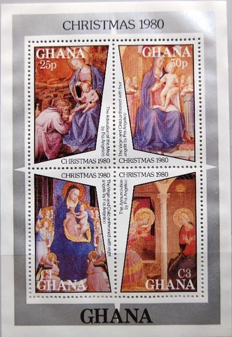GHANA 1980 Block 86 S/S 740 Christmas Christmas Fra Angelico Paintings MNH Cover