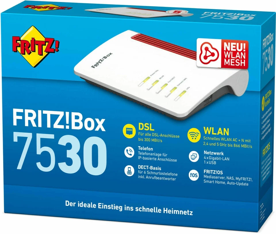AVM FRITZ Box 7530 Dual Band WLAN Mesh Router (20002839) FRITZBox OVP