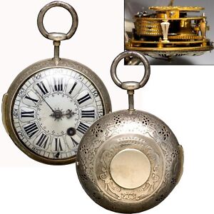 Rare Quarter Hour Bell Repeating Onion Pocket Watch French Verge Fusee F. Prev