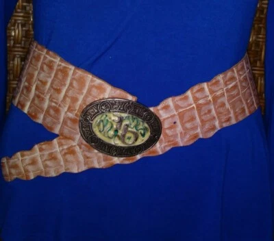 Cinturón ancho Francesco Biasia marrón claro cuero genuino cola de cocodrilo en relieve Foto 1 de 4