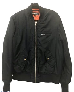 Abrigo Chaqueta Raro Vintage Solo para Miembros con Cremallera Negro Bombardero Talla Mediana Naranja Delineador - Imagen 1 de 5