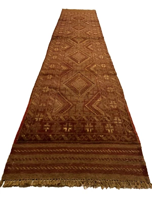 357 x 67 cm | Vintage Handmade Afghan Carpet Runner Mushwani Oriental Wool Rug - Image 1 of 4
