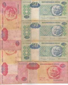 Angola, (Lot of 6) 50, 10000 Kwanzas, Old Issue, Mixed Collection - Picture 1 of 2