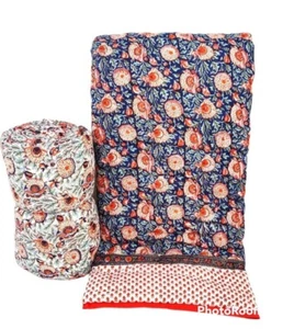 Indische reine Baumwolle Blumendruck Wendedecke Queen Size Winter Razai Quilt - Bild 1 von 1