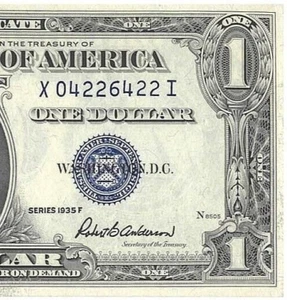 DOLLAR SILVER BILL BLUE SEAL NOTE ERROR CERTIFICATES ONE US SERIES 1935 RARE - Picture 1 of 24