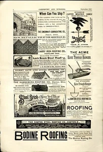 1890 Carpentry Print Ad IRON ROOFING CO. CLEVELAND, COPPER WEATHER VANES TILES - Picture 1 of 2