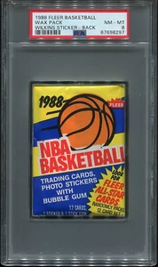 1988 paquete de cera de baloncesto Fleer Dominique Wilkins pegatina PSA 8 Jordan-Pippen - Imagen 1 de 2