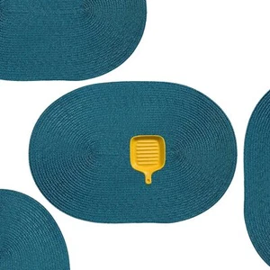 Placemats Set of 4 for Dining Table Washable Woven Vinyl Non-Slip 18x12 inche... - Picture 1 of 7