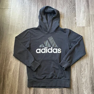 Adidas Hoodie Mens Size Small Black Logo Pullover Hooded Sweatshirt Long Sleeve - Picture 1 of 4