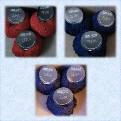 3 madejas Sera de Filatura Di Crosta (84 % lana/11 % rayón/5 % nailon) 3 colores Foto 1 de 3