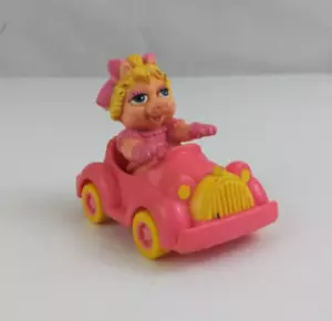 Vintage 1986 Jim Henson's Muppet Babies #3 Miss Piggy & Pink Car McDonald's Toy - Picture 1 of 14