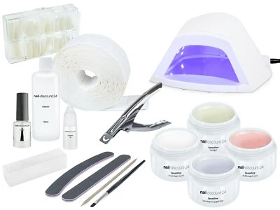 NAIL-DISCOUNT-24 XXL Nail Art Einsteiger LED STARTER SET Basic Nagel Studio UV Gel Gerät Maniküre