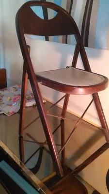 VINTAGE US SEATING FOLDING CARD TABLE GAME CHAIR CURVED PLYWOOD UPHOLSTERED SEAT - Image 1 of 4