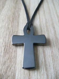 Hematite Ankh Necklace Large Pendant Crystal Gemstone Chakra Egyptian Cross Gift - Picture 1 of 7