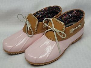 Jack Rogers Duck Boots Pink women's size 9 Waterproof Shoes floral slip-ons