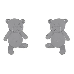 Boucles d'oreilles Ourson en Argent 925 rhodié - Enfant - Neuves - Puces - Imagen 1 de 3