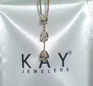 KAY Jeweler 14K Yellow Gold PAST PRESENT FUTURE 1ct Diamond Necklace ๐ BEAUTY - Picture 1 of 24