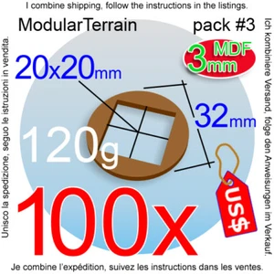 Adaptador MDF 100x 3mm 20mm Cuadrado a 32mm Base Redonda Warhammer 40K Wargames - Imagen 1 de 3