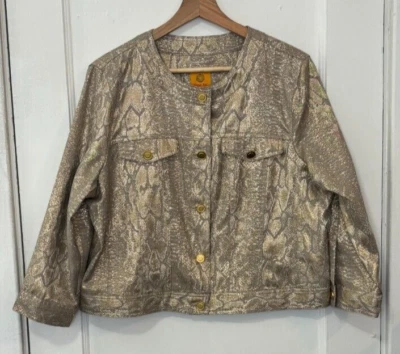 Ruby Rd Women's Plus Size Gold Snakeskin Print Lightweight Jacket, Size 16 - Image 1 of 4