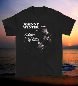 Nueva Camiseta Johnny Winter Signature Algodón Negra Unisex BT241 - Imagen 1 de 3