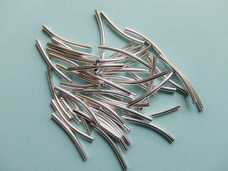 30pz perline ottone spacer separatori  tubo 25x2mm colore argento - Immagine 1 di 1