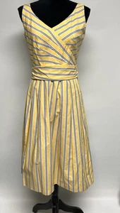 Vintage TALBOTS Butter Yellow Fit & Flared Dress Sz 8 Pinup Preppy Sundress Tea - Picture 1 of 13