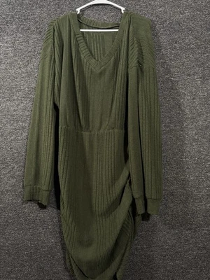 Vestido suéter verde manga larga cintura elástica talla 2X sin marca para mujer Foto 1 de 4