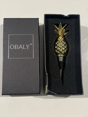 Tapón de corcho de vino piña metal tono dorado Obaly Foto 1 de 4