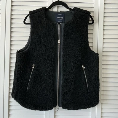 Madewell Sherpa Women’s Sz L Full Zip Fleece Vest Lined Cozy Classic Warm Chic - Image 1 of 4