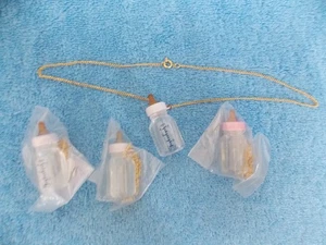 Lot Of 4 New Vintage Miniature Baby Bottle Necklace - Picture 1 of 3