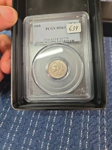 1868 3 Cent Nickel Ms 63 Pcgs Nice White Example - Picture 1 of 2