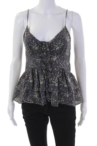 Parker Women's Spaghetti Straps V-Neck Ruffle Floral Silk Blouse Size M - Picture 1 of 6