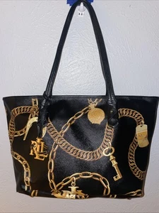 Lauren Ralph Lauren Oro Dije Cadena Caballo Zapato Ecuestre Cremallera Bolso Cartera con Pies - Imagen 1 de 13