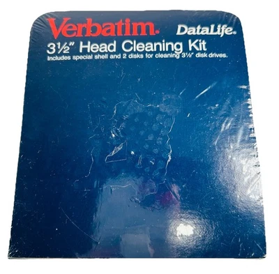 Verbatim Head Cleaning Kit 3 1/2 Inch Cleaning Disks Vintage Factory Sealed - Image 1 of 2