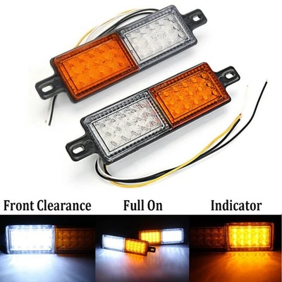 Indicator Light Car 2x Bullbar Accessories Front Black White Amber 1.8W - Image 1 of 4