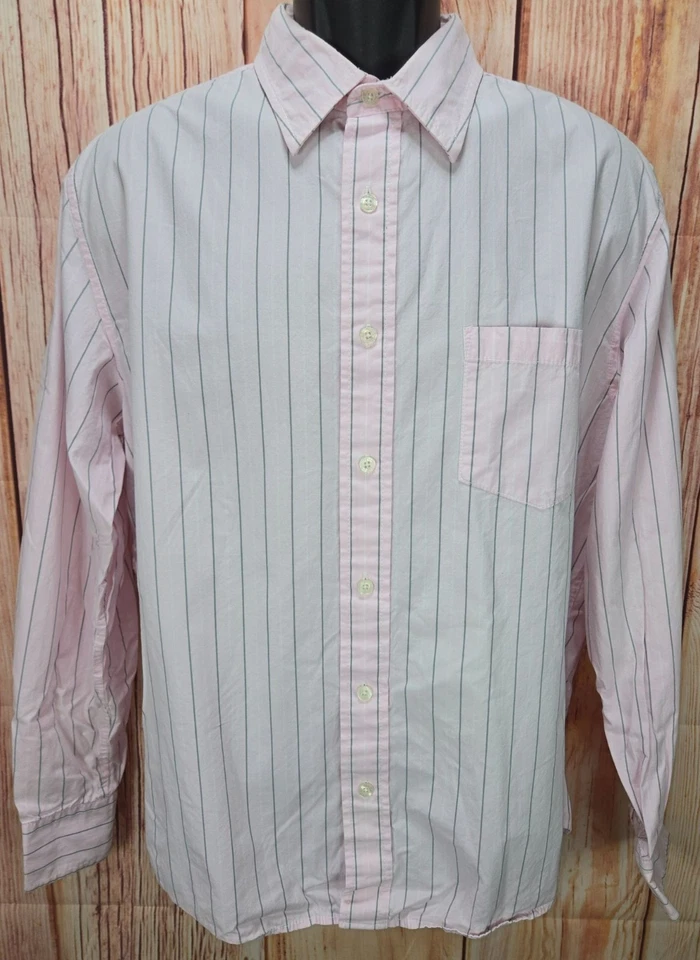 Camisa de vestir grande Aeropostale a rayas rosa y blanco para hombre Foto 1 de 4