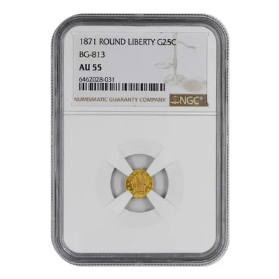 1871 California Gold Liberty Head Round 1/4 Dollar NGC AU-55 BG-813 - Image 1 of 4