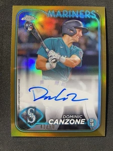 2024 Topps Chrome Dominic Canzone True Gold Refractor Rookie/50 Mariners RC - Imagen 1 de 2