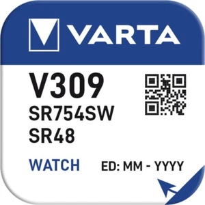 2x V309 Uhrenbatterie Knopfzelle 1,55V 70mAh ø7,9x5,4mm SR48SW SR754SW VARTA - Bild 1 von 1