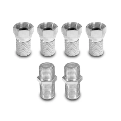 ARLI 4x F Stecker 2x Verbinder Set Stecker Kupplung Buchse Sat Kabel Doppelkupplung