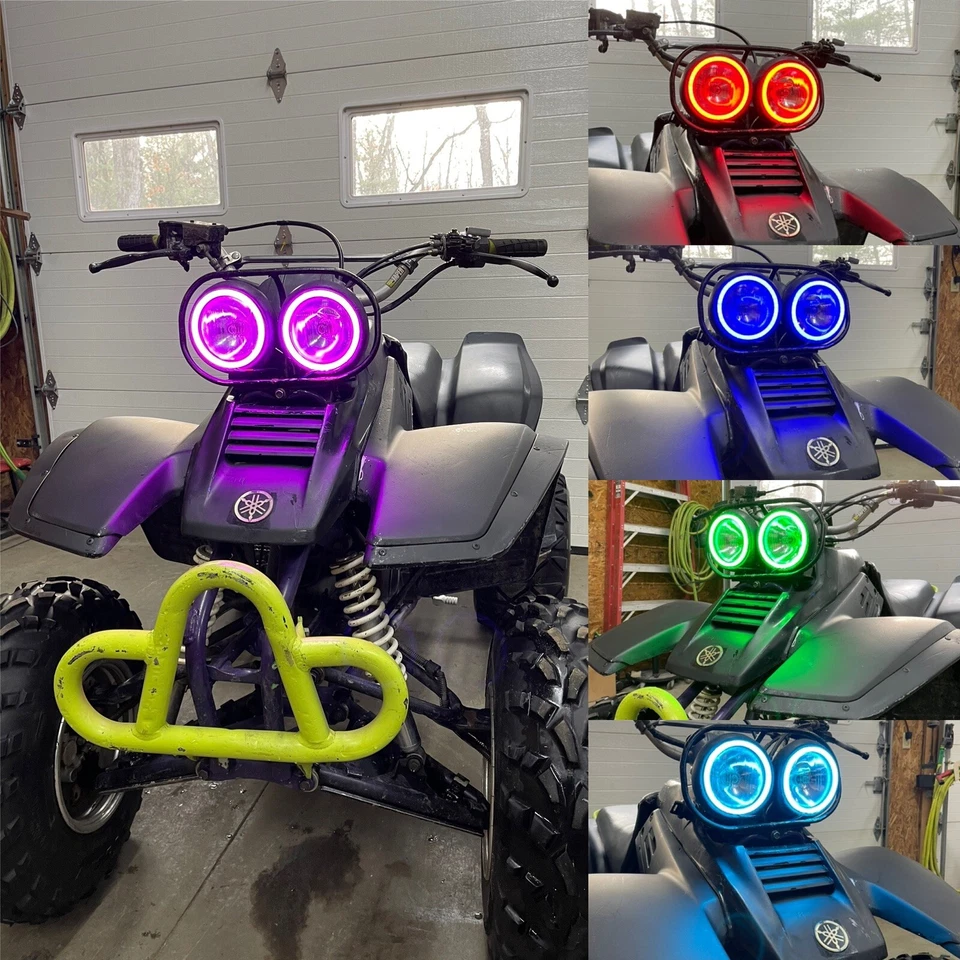 Multi Colored Yamaha Warrior YFM350X 350cc Halos Angle Led Rings Set Bluetooth - Image 1 of 4