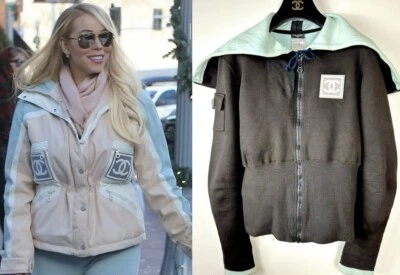 Jaqueta moletom com capuz Chanel 2003 logotipo 34 36 38 2 4 6 8 top P M - Imagem 1 de 4