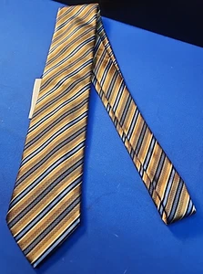 BRIONI Striped Luxury Silk Handmade Italy Necktie Design #13506 Blue & Gold 60" - Picture 1 of 5