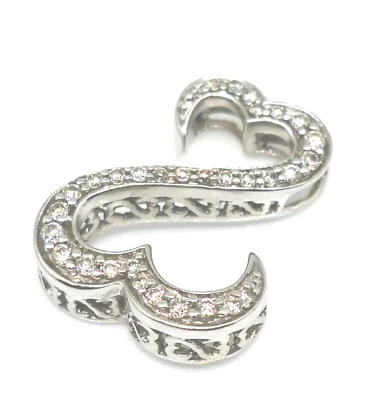 Jane Seymour Solid 14K White Gold 1/4 .25 Ct Open Heart Diamond Charm PENDANT - Image 1 of 4