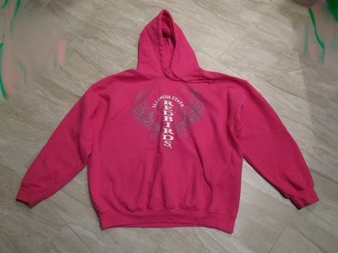 Illinois State Redbirds Womens Pink Pullover Sweatshirt Hoodie Long Sleeve XL Cover