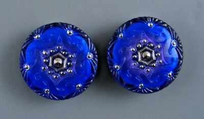  HAND PAINTED CZECH GLASS BUTTON - SET OF 2 - Image 1 of 3
